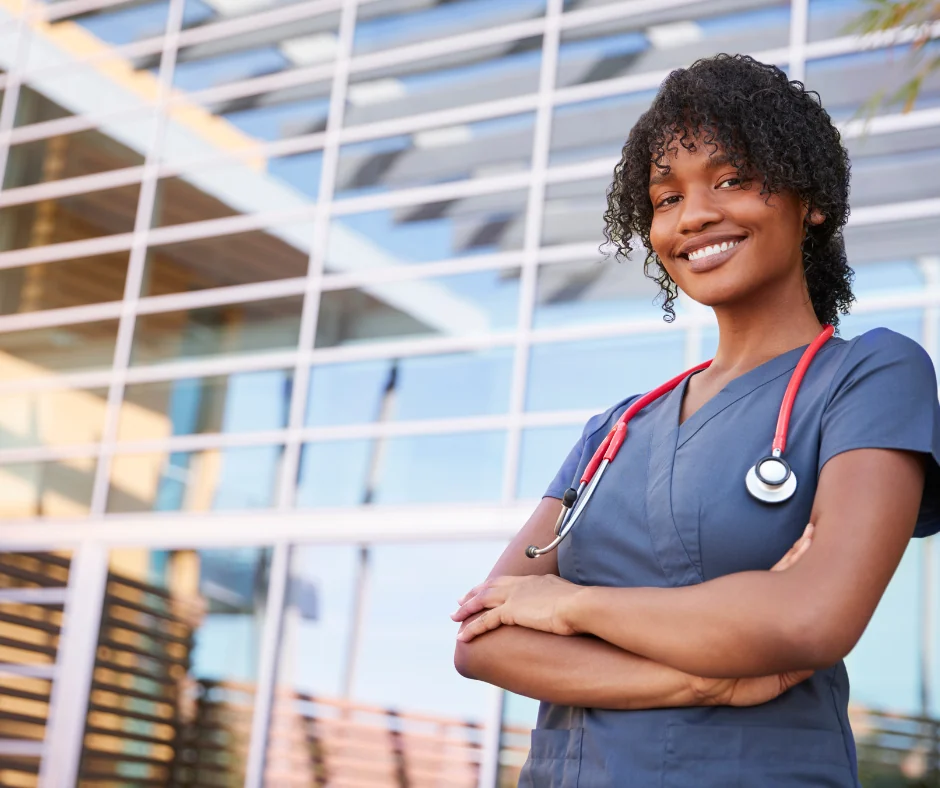 Healthcare professional outdoors